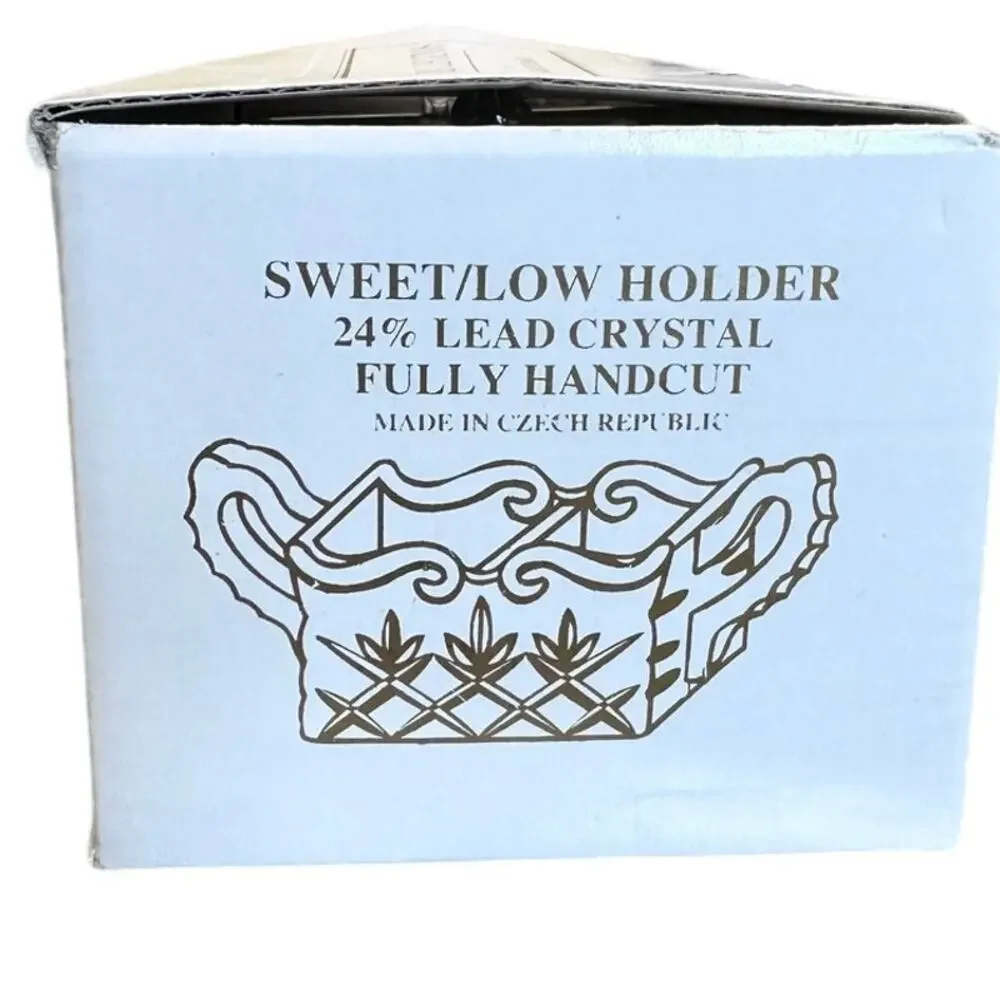 Shannon by Godinger 24% Lead Crystal Scroll Sweet and Low Holder-NEW in Box!